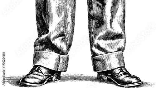 Vintage botanical sketch of human figure in relaxed stance for artistic design