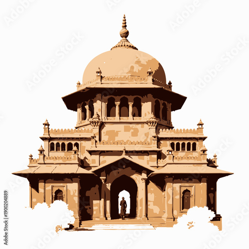 Intricate Architectural Marvel Showcasing Traditional Dome Structure and Elegant Arches in Symmetrical Design Elements with Cultural Significance