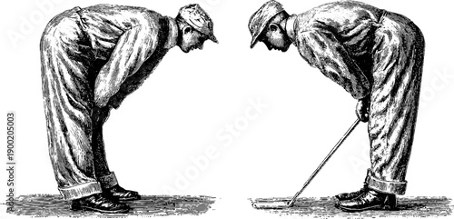 Vintage human figure in weight shift stance with botanical elements for design use