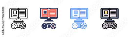 Gamified Learning Icon Set Multiple Style Collection