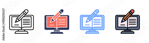 Digital Learning Icon Set Multiple Style Collection