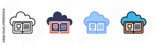 Cloud Learning Icon Set Multiple Style Collection