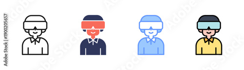 Virtual Reality Icon Set Multiple Style Collection