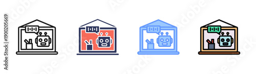 Robot Tutors Icon Set Multiple Style Collection