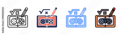 Educational Games Icon Set Multiple Style Collection