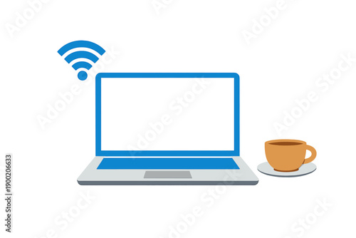 Laptop with a cup of coffee is set on a table, signaling a moment of remote work or study during a break in a cozy setting