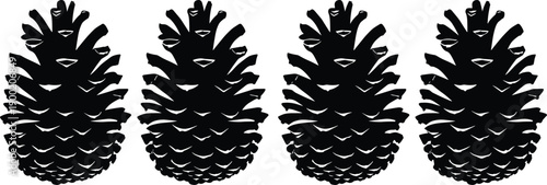 Pine cone vector illustration pattern, black silhouette botanical design, natural forest element graphic, minimalist nature art for decoration
