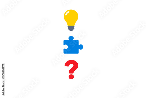 Light bulb and puzzle piece suggest a question about problem-solving in a learning context on a plain white background
