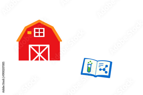 Educational activities at a farm involving science and learning in an engaging environment for children and adults in a colorful setting