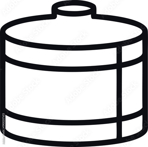 A black outline illustration depicting a cylindrical tank or container with horizontal bands on a transparent background