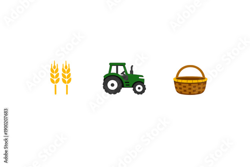 Farmers use tractors to harvest crops and collect produce in a field during the day