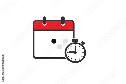Calendar and stopwatch showing time management for planning tasks and schedules in daily life and work settings in a simple layout