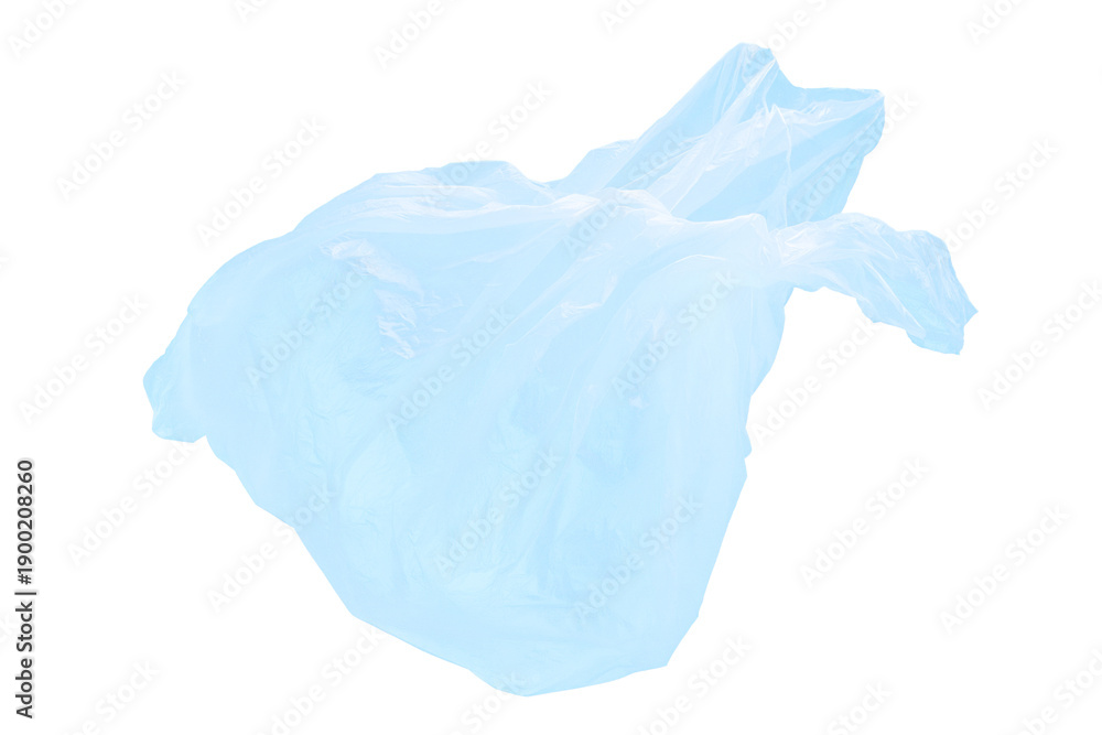 Fototapeta premium Crumpled light blue transparent plastic bag