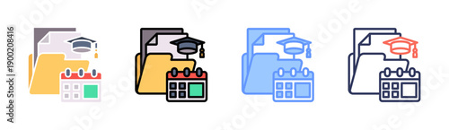 Curriculum Icon Set Multiple Style Collection