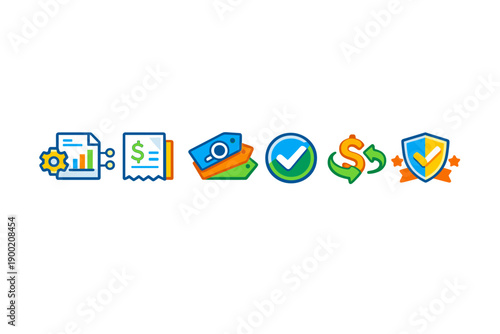 Icons represent different aspects of finance and accounting for various applications in business and personal finance management