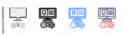 Gamified Learning Icon Set Multiple Style Collection