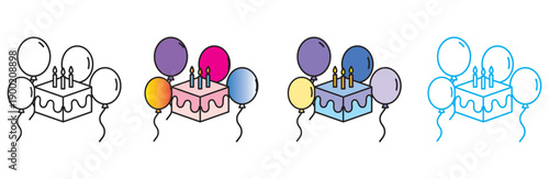 Colorful cartoon cupcakes with faces celebrating party fun vector illustration