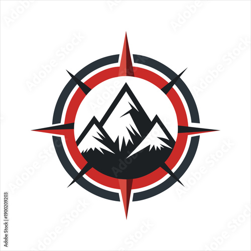 Adventure Compass Mountain Logo Template Vector