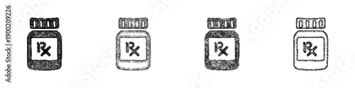 Sketch prescription bottle icon design set