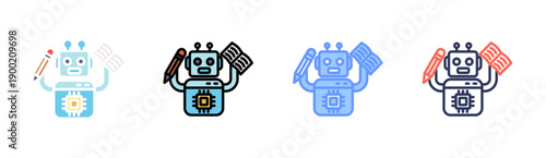 Educational Robotics Icon Set Multiple Style Collection