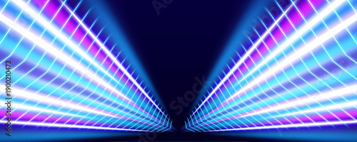 Purple neon arcs burst across a black abstract backdrop. Energy ribbons twist and glow with futuristic flair. Perfect for cyber interfaces.