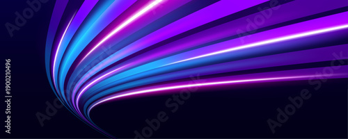 Soft purple neon spirals float above a digital landscape. Motion trails and glowing effects create depth and flow. Transparent PNG for design use.