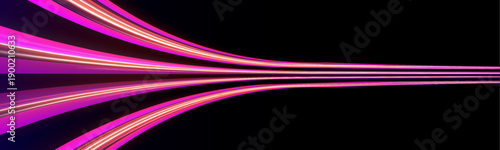 Neon pink arcs dance across dark cyberspace. Energy waves suggest high-speed motion and dynamic flow. Transparent PNG for digital projects. 