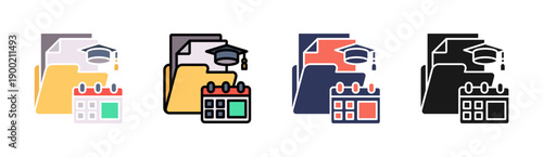 Curriculum Icon Set Multiple Style Collection