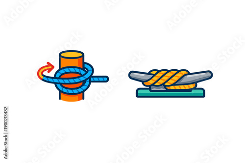 Demonstration of rope knot tying techniques for practical use in various activities outdoors and at sea