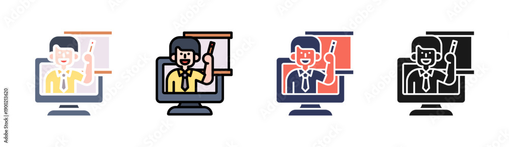 Naklejka premium Remote Classrooms Icon Set Multiple Style Collection