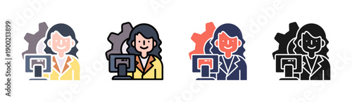 Professional Development Icon Set Multiple Style Collection
