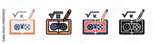 Educational Games Icon Set Multiple Style Collection