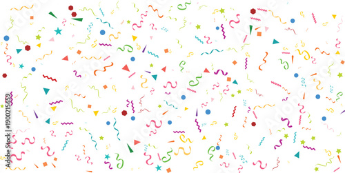 Birthday background with colorful confetti and festive streamers vector illustration for surprise party celebration holiday event and joy on a transparent background.