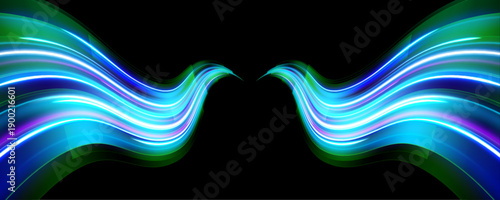 Neon green spirals twist along dark digital highways. Glowing motion blur conveys speed and futuristic energy. Transparent PNG ideal for sci-fi and cyber design.