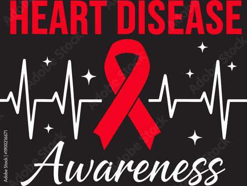 Heart Disease Awareness Day Warriors Svg, Red Ribbon Heartbeat Heart Health Shirt Ribbon Svg