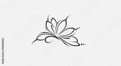 Minimalist Lotus Flower Outline with Dots, Elegant Floral Design in Bright Studio