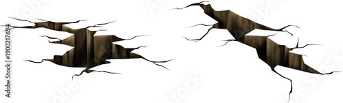 Cracked Ground Surface Isolated on White Background