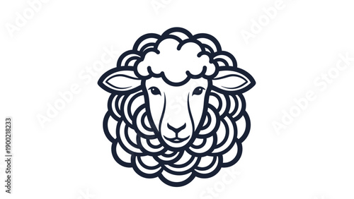 A symmetrical line-art sheep illustration facing forward against a white backdrop