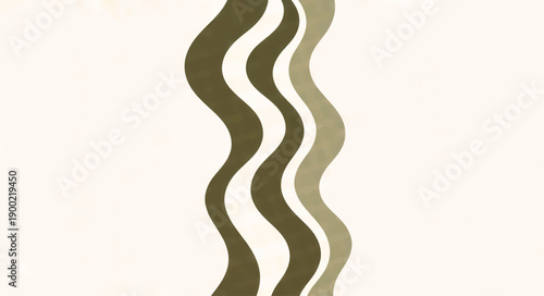 Abstract vertical wavy lines pattern. Minimalist organic shapes in olive green and cream. Vector background for mobile wallpaper