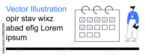 Workflow planning, productivity, time management, schedule tracking, organization, office culture. A calendar with checkboxes and a person holding documents. Productivity and workflow planning