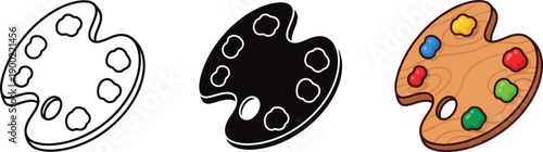 Vibrant artist paint palettes in colorful creative stages