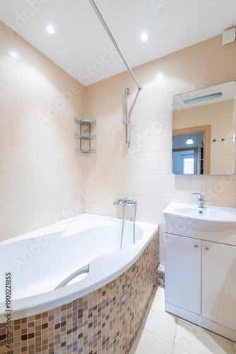 Wallpaper Mural Modern Home Bright Bathroom Interior With Shower, Sink, Closet. Torontodigital.ca