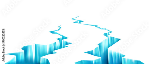 Cracked Ground Split with Deep Canyon Gap Isolated on Transparent Background, Earthquake Fault Break Illustration