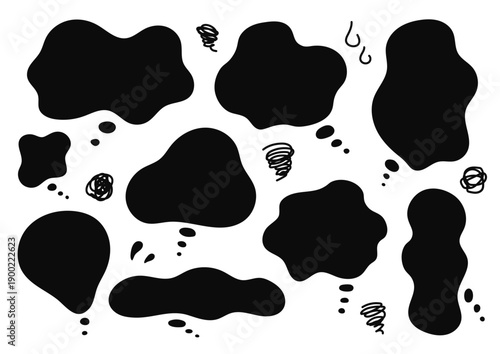 重たい気持ちを表す黒いもやもや吹き出しセット