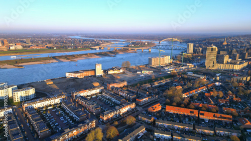 Old Town Elegance: A cinematic flight over the cobblestone alleys and historic squares of Nijmegen