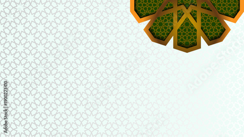 White Ramadan Islamic Background With Geometric Ornament Pattern and Blank Empty Copy Space