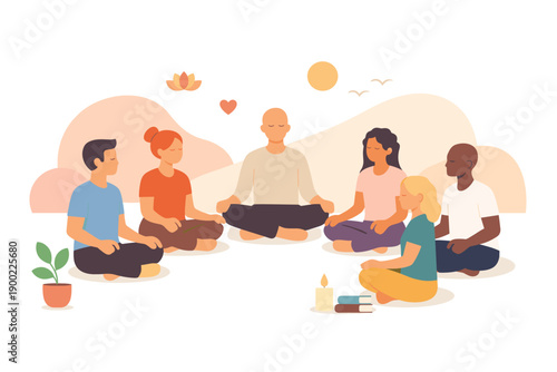 Meditation session with a group of people in a relaxed setting during the day