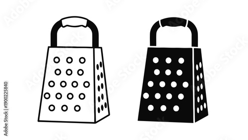 Vector illustration of kitchen food grater icon, cooking utensil on transparent background