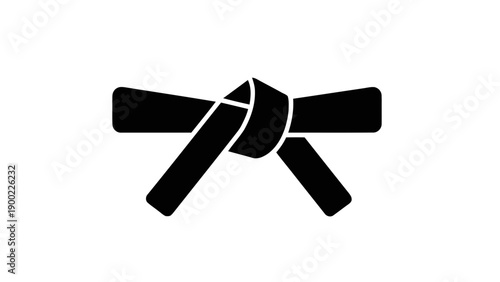 Vector illustration of a black martial arts belt, tied in a knot, on transparent background for sports concepts