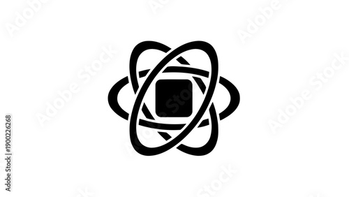 Vector illustration of, dynamic interconnected geometric abstract symbol icon, on transparent background